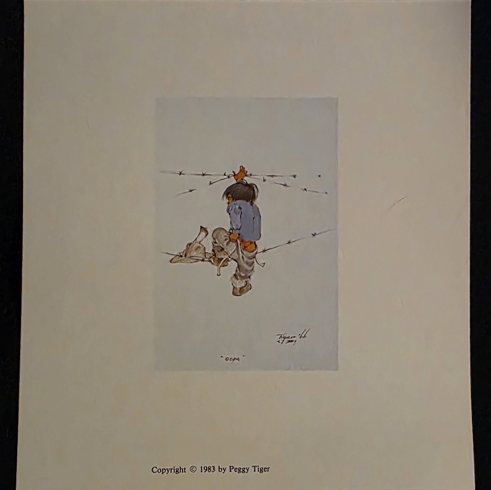 “Oops” by Peggy Tiger – 1983 Native American Art Print – $120 Each